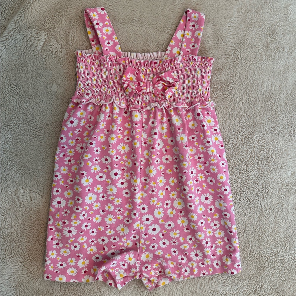 Mayoral Smocked Top Floral Bow Romper